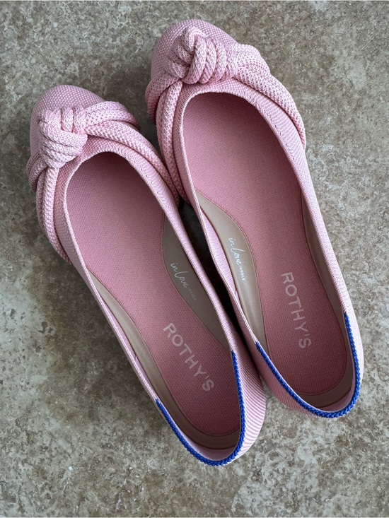 Rothy's Shoes - Rothy's Pink Knotted Ballet Flats with Blue Trim